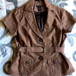 Belted button military shirt